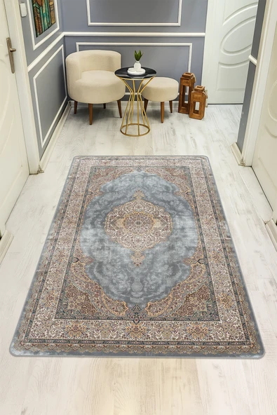 Klasik Desenli Dijital Baskı Kaymaz Taban Halı H0096 RENKLİ 80 X 150 ürün görseli 1