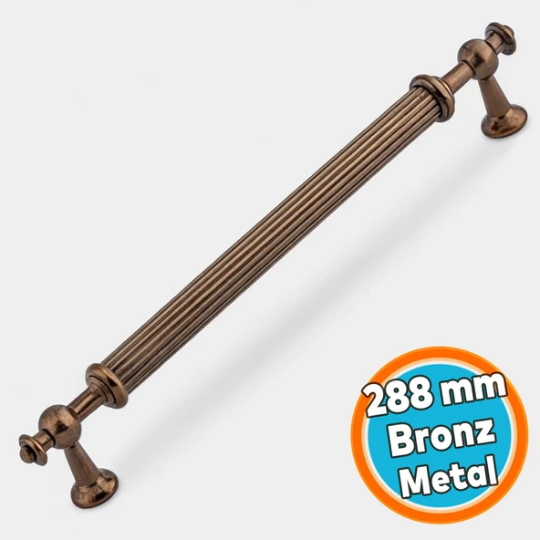 Mobilya Kolu Mutfak Dolabı Çekmece Kapak Kulpu Kulp Tasarımı Çizgili 288 mm Bronz Metal ürün görseli 1