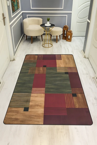Etnik Desenli Dijital Baskı Kaymaz Taban Halı H0286 RENKLİ 100 X 300 ürün görseli 1