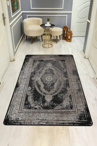 Klasik Desenli Dijital Baskı Kaymaz Taban Halı H0106 RENKLİ 100 X 200 ürün görseli 1