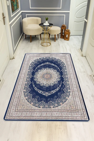 Klasik Desenli Dijital Baskı Kaymaz Taban Halı H0095 RENKLİ 180 X 280 ürün görseli 1