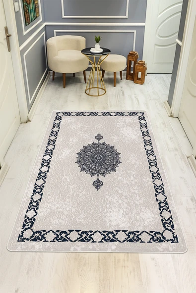 Klasik Desenli Dijital Baskı Kaymaz Taban Halı H0102 RENKLİ 100 X 300 ürün görseli 1