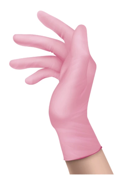 Nitril Pembe Pudrasız Muayene Eldiveni S - 5 Paket 100 lü - Resim 3