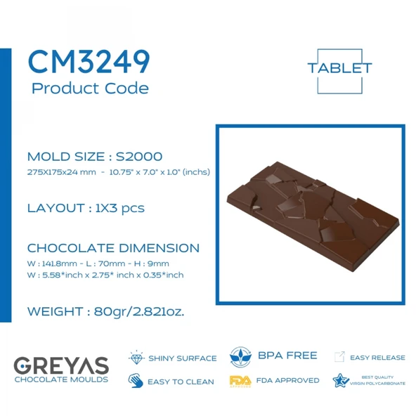 Polikarbon Tablet Çikolata Kalıbı 80 gr | Cm-3249 - Resim 4