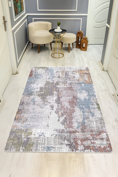 Eskitme Desenli Dijital Baskı Kaymaz Taban Halı H0072 RENKLİ 80 X 300 ürün görseli 1