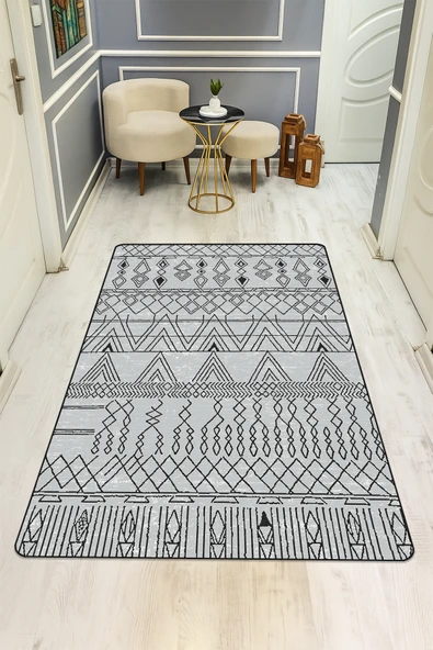 Etnik Desenli Dijital Baskı Kaymaz Taban Halı H0275 RENKLİ 80 X 200 ürün görseli 1