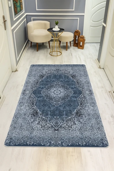 Klasik Desenli Dijital Baskı Kaymaz Taban Halı H0100 RENKLİ 120 X 180 ürün görseli 1