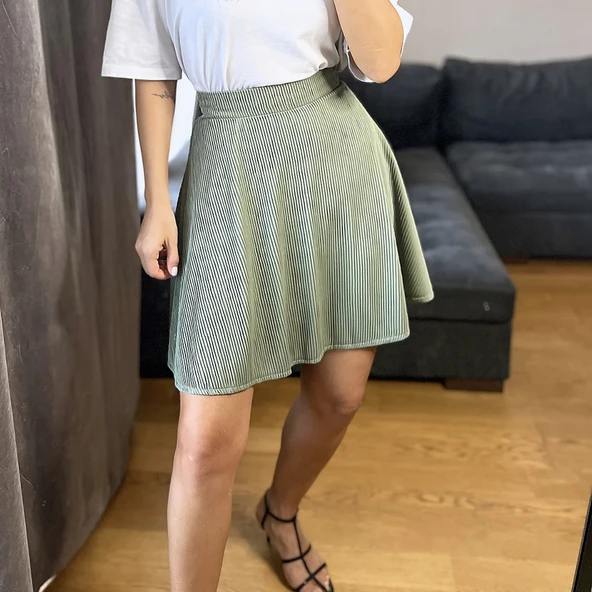 Astarlı Mini Etek -Çağla - Resim 4