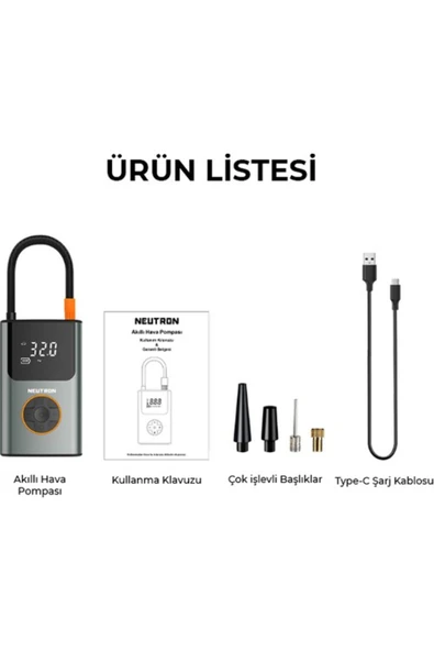 NEUTRON Taşınabilir Şarjlı Kompresör Lastik Hava Pompası ürün görseli 1