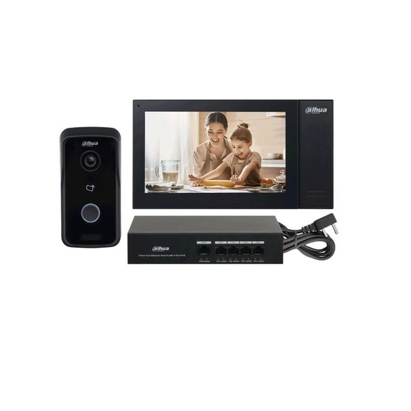 Dahua KTP02 7" TFT LCD Dokunmatik Ekran Çok Yönlü Mikrofon Villa Tipi IP İntercom Kiti ürün görseli 1