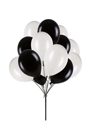 Vip-Aksesuar Metalik Balon Siyah Beyaz 10 Adet ürün görseli 1