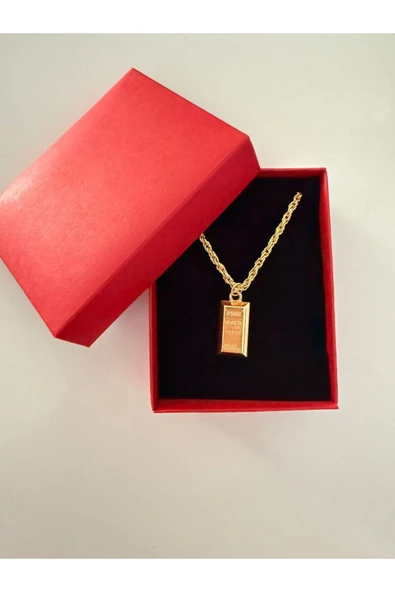 Vipfoni Unisex Külçe Altın Tasarımlı Juping Kolye ürün görseli 1