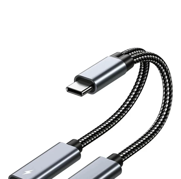TAPLIN TK-134 Type-C 2'si 1 Arada Şarj ve Ses Kablosu ürün görseli 1