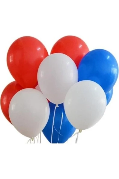Vipfoni Metalik Balon Mavi - Kırmızı - Beyaz 10 Adet ürün görseli 1