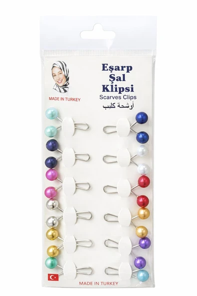 Vipfoni İncili Eşarp Klipsi,Eşarp İğnesi 12 Adet M-6 ürün görseli 1