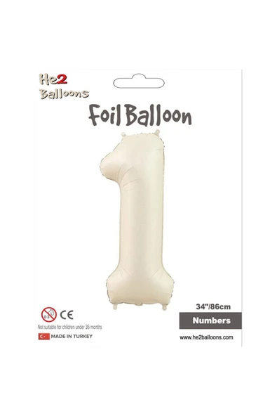 Vipfoni Rakam Folyo Balon 34''/ 86cm Krem -1- ürün görseli 1