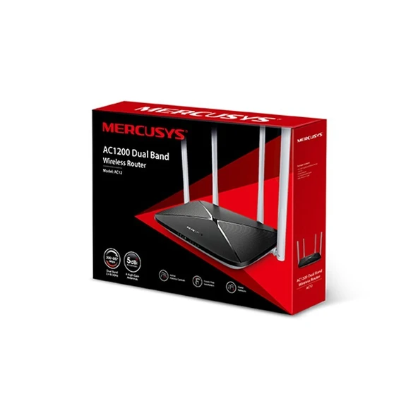 TP-LINK MERCUSYS AC12 AC1200 867MBPS/5GHZ/300MBPS/2.4GHZ DUAL BAND KABLOSUZ ROUTER ürün görseli 1