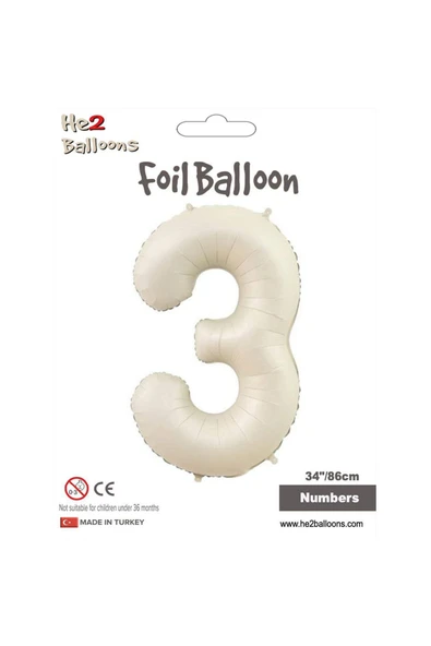 Vipfoni Rakam Folyo Balon 34''/ 86cm Krem -3- ürün görseli 1