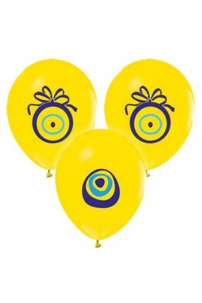 Hasırcı Grup Sarı Renk Nazar Boncuğu Baskılı Balon 10 Adet ürün görseli 1