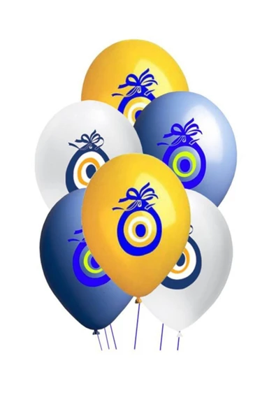 Vip-Aksesuar Karışık Renk Nazar Boncuğu Baskılı Balon 10 Adet ürün görseli 1