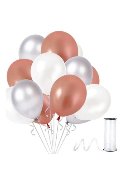 Vip-Aksesuar Metalik Balon Beyaz -rose Gold -gümüş Gri 25 Adet ürün görseli 1