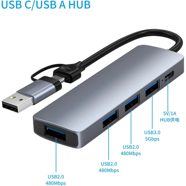 TAPLIN 5 IN 2 TYPE-C USB HUB - Resim 3