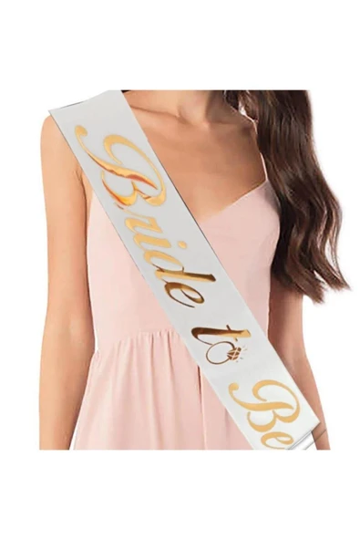 Vip-Aksesuar Bride To Be Kuşak Beyaz Gold ürün görseli 1