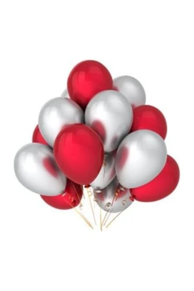 Vipfoni Metalik Balon Kırmızı - Gümüş Gri 10 Adet ürün görseli 1