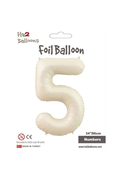Vipfoni Rakam Folyo Balon 34''/ 86cm Krem -5- ürün görseli 1