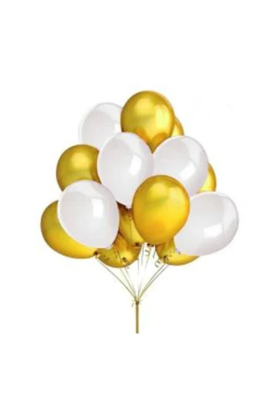 Vip-Aksesuar Metalik Balon Beyaz Gold 10 Adet ürün görseli 1