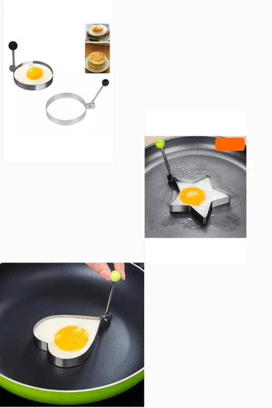 Vipfoni 3 Farklı Şekilde Çelik Omlet Yumurta ve Krep Kalıpları ürün görseli 1