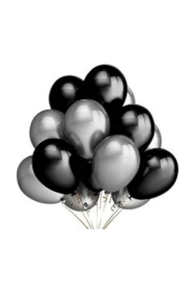 Vipfoni Metalik Balon Siyah - Gümüş Gri 25 Adet ürün görseli 1