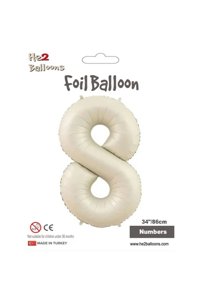 Vipfoni Rakam Folyo Balon 34''/ 86cm Krem -8- ürün görseli 1