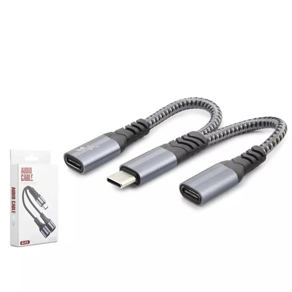 TAPLIN TK-134 Type-C 2'si 1 Arada Şarj ve Ses Kablosu - Resim 2