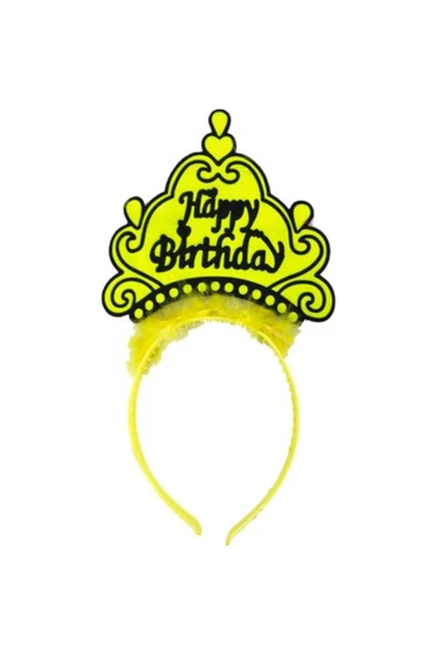 Vipfoni Sarı Happy Birthday Prenses Tacı – Doğum Günü Tacı ürün görseli 1