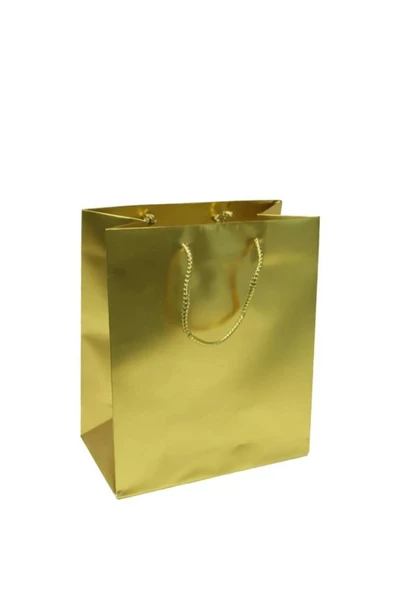 Vipfoni Hediyelik Minik Boy Düz Karton Çanta 11X11 10 Adet Gold ürün görseli 1