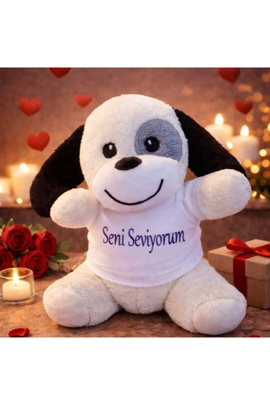Vipfoni Seni Seviyorum Tişörtlü Sevimli Peluş Köpek ürün görseli 1