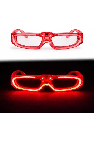 Vipfoni LED Işıklı Parti Gözlüğü 3 Modlu – Glow & Gece Eğlence Gözlüğü Kırmızı ürün görseli 1