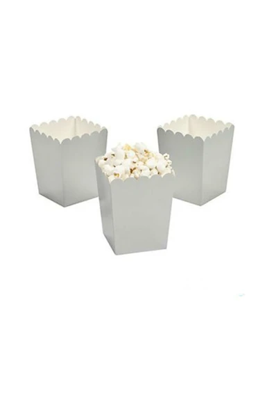 Vip-Aksesuar Popcorn Mısır Kutusu Düz Gümüş 10 'lu ürün görseli 1