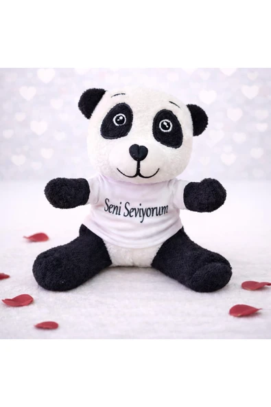 Vipfoni Seni Seviyorum Tişörtlü Sevimli Peluş Panda ürün görseli 1