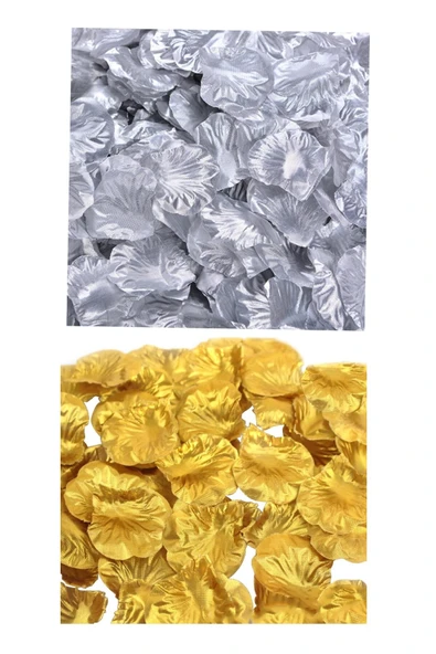 Vipfoni Özel Günlerizde Kumaş Gül Yaprakları Düğün, Parti, Ev, Oteİ için Sevgililer Günü Dekorasyonu 200 Ad Gold Gümüş ürün görseli 1