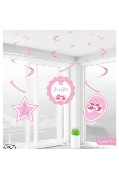Vipfoni Babyshower Sarkıt Süs 6lı Pembe ürün görseli 1