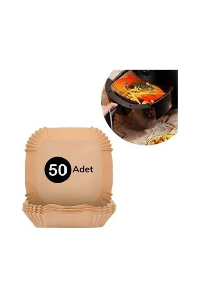 Vipfoni Air Fryer Tek Kullanımlık Kare Kağıt Tabak 50 Adet ürün görseli 1