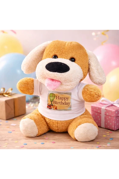 Vipfoni Happy Birthday Tişörtlü Peluş Oyuncak Köpek ürün görseli 1