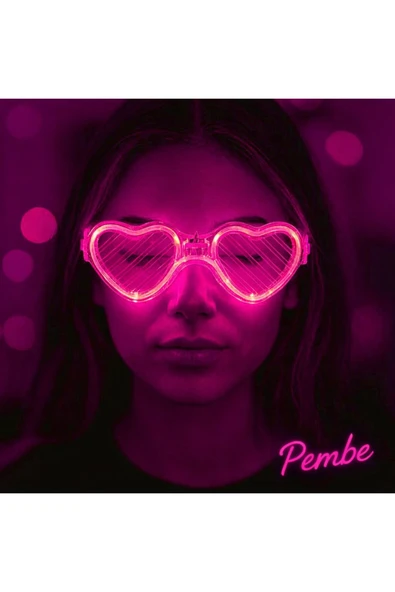 Vipfoni LED Işıklı Kalp Gözlük – 3 Modlu Parti & Glow Gözlüğü Pembe ürün görseli 1