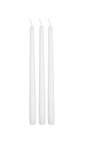 Vipfoni Şamdan Mumu 3lü Set 25 cm Beyaz ürün görseli 1