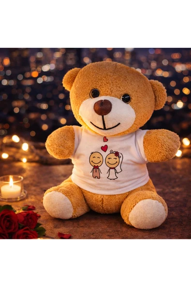 Vipfoni Sevimli Gelin Damat Tişörtlü Peluş Oyuncak Ayıcık ürün görseli 1