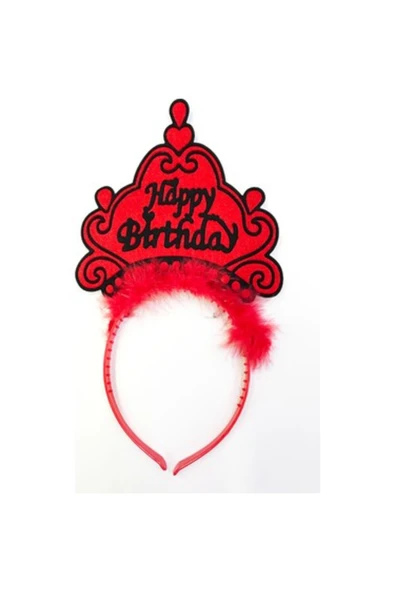 Vipfoni Kırmızı Happy Birthday Prenses Tacı – Doğum Günü Tacı ürün görseli 1
