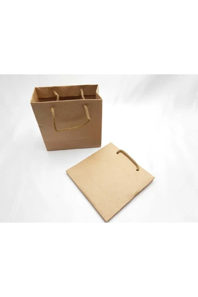 Vipfoni Hediyelik Minik Boy Düz Kraft Karton Çanta 11X11 10 Adet ürün görseli 1