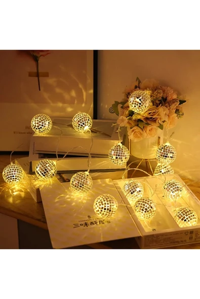 Vipfoni Dekoratif Süsleme Mini Disko Topu 10’lu Led Zinciri ürün görseli 1
